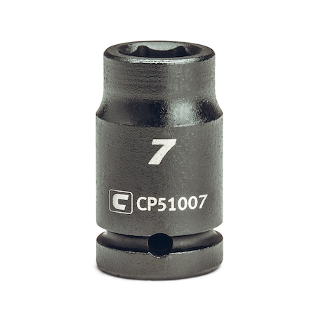Capri Tools 1/4 in Drive 7 mm 6-Point Metric Shallow Impact Socket CP51007